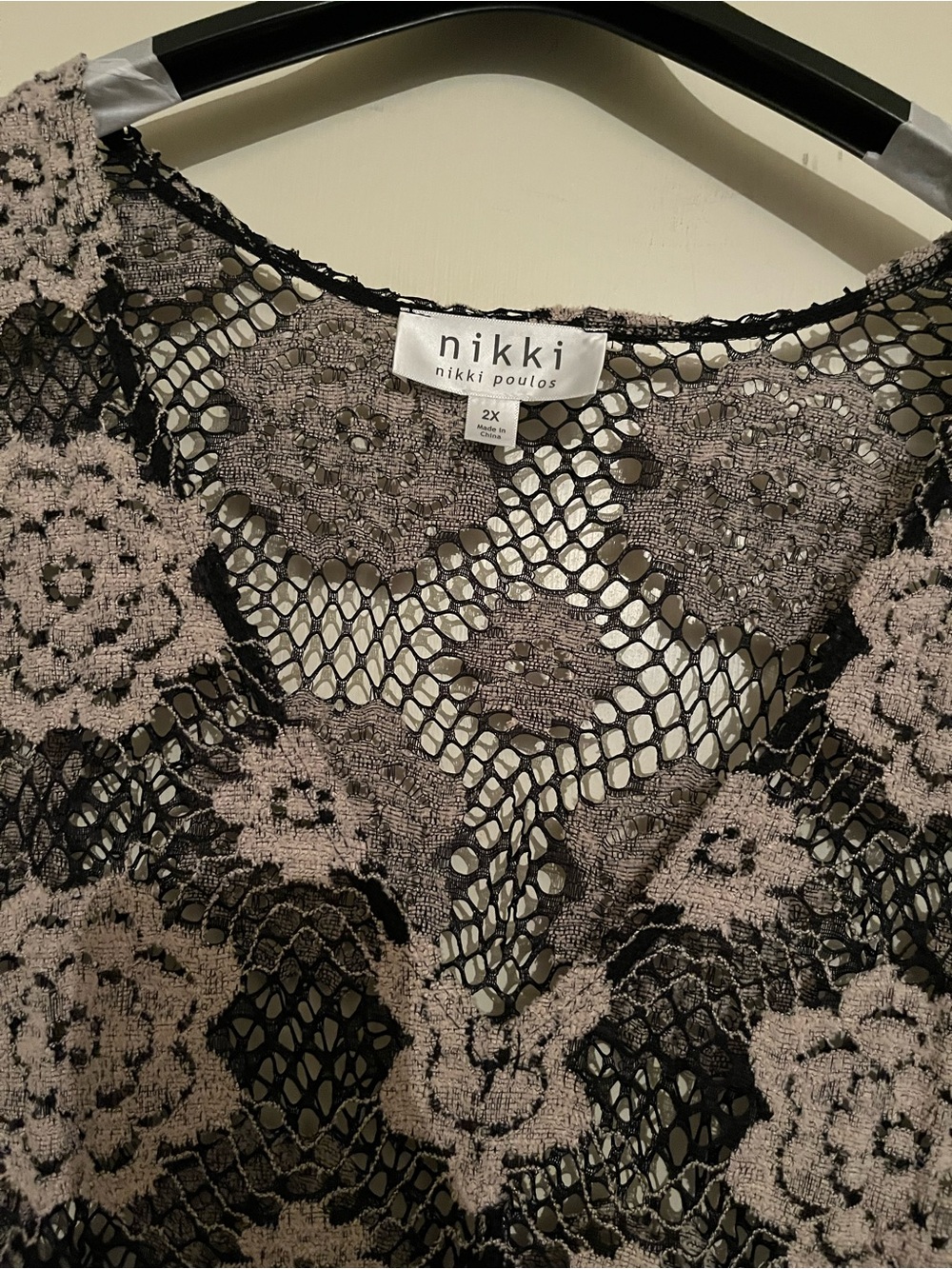 Nikki Crochet Floral Maxi Dress in Beige and Black, 2x - Picture 2 of 5